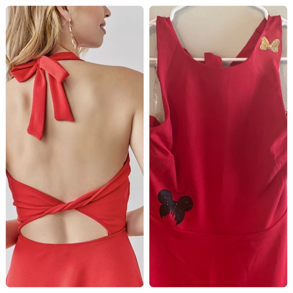 DISNEY red francesca’s twisted open back dress nwt NEW Minnie bow Mickey Mouse